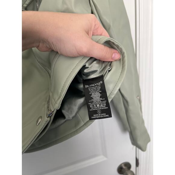Blank NYC Long Sleeve Full Zip Motorcycle Jacket Light Green Women's Size Small - Picture 5 of 6